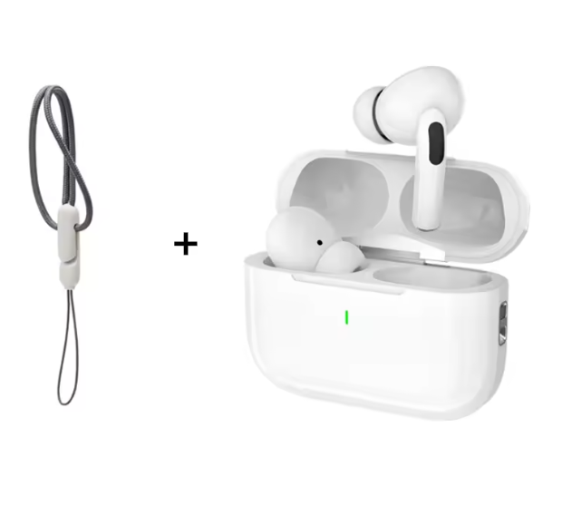 Air Pro Bluetooth earphones iPhone with charging case and protective lanyard included