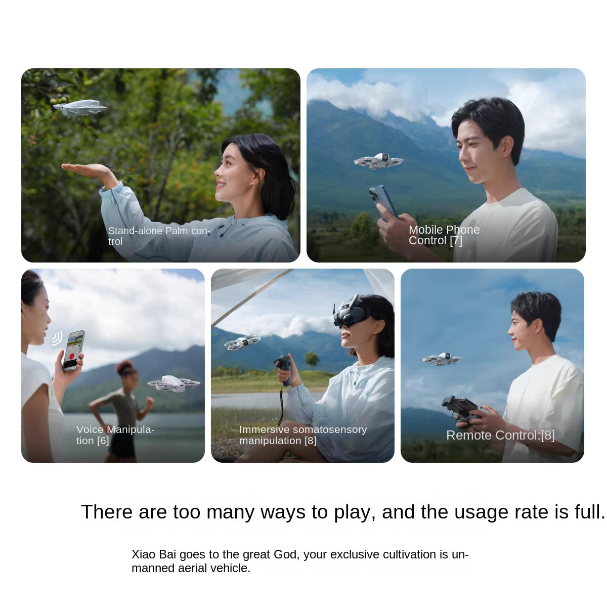 Handheld vlog drone camera with mobile phone control and voice manipulation features for versatile shooting